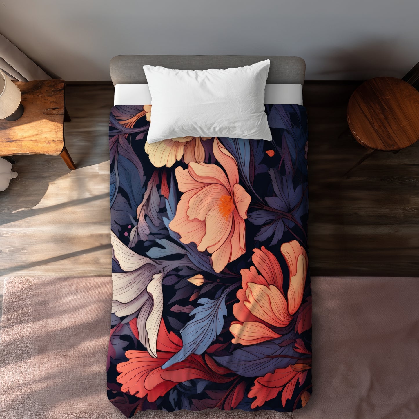 Blooming Uninterrupted Orange Duvet Cover | Home Decor Essentials