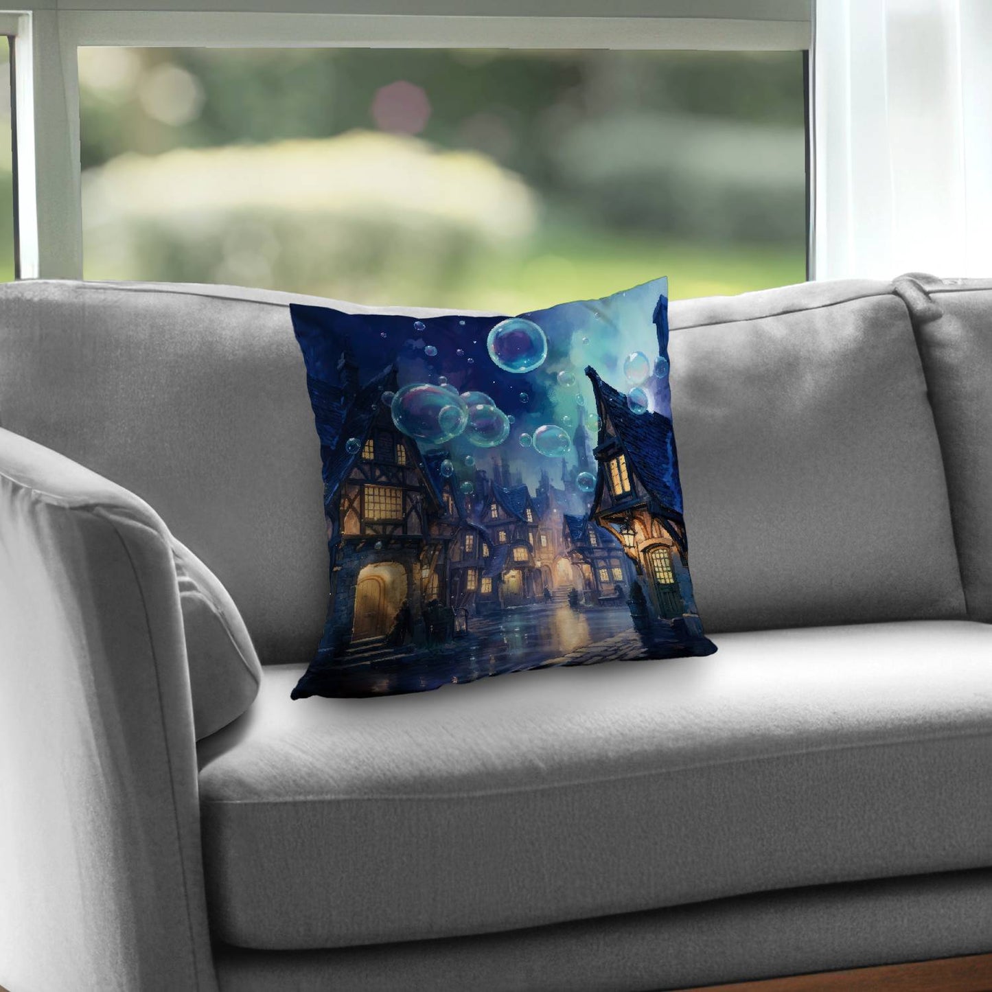 Floating through Beige Poly Twill Throw Pillow - Home Decor