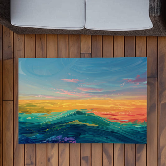 Watercolors Yellow Outdoor Area Rug for Home Decor | Stylish Design