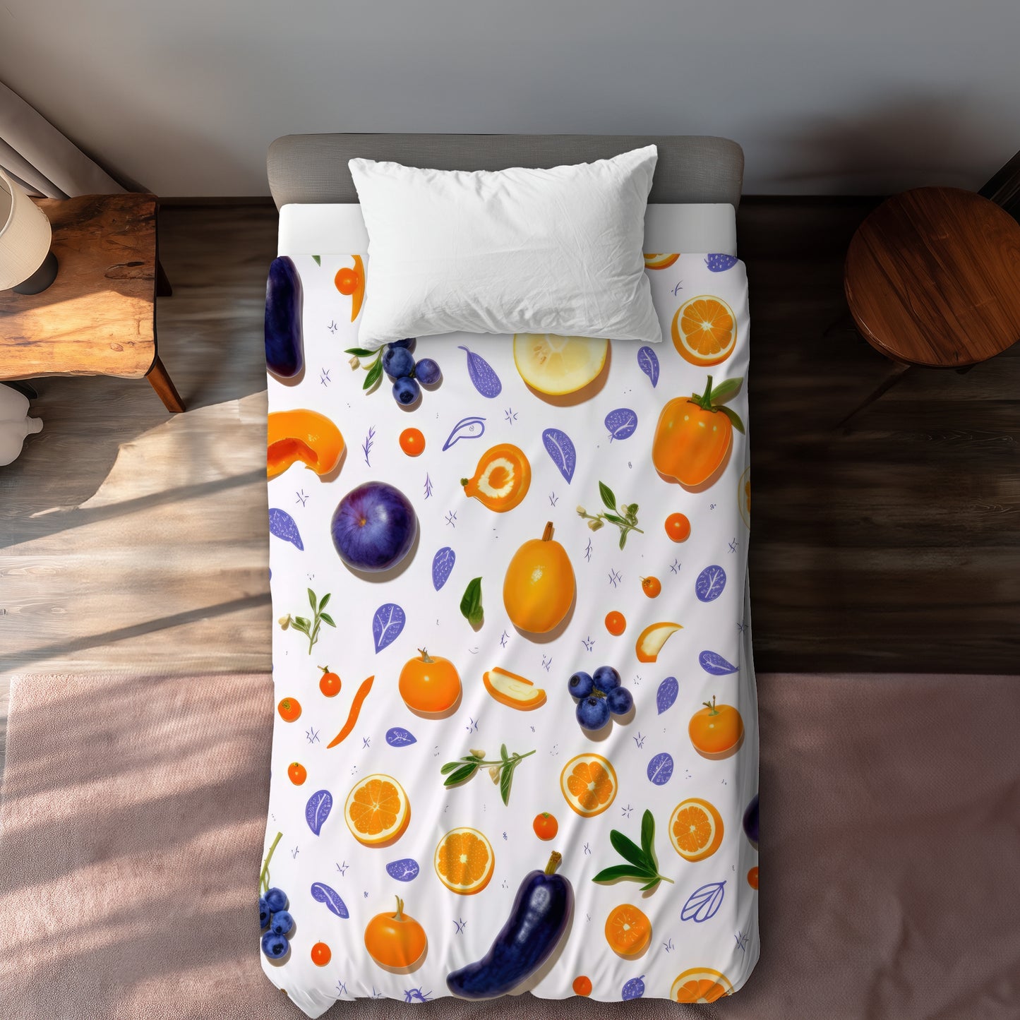 Orange and Purple White Duvet Cover | Stylish Home Decor