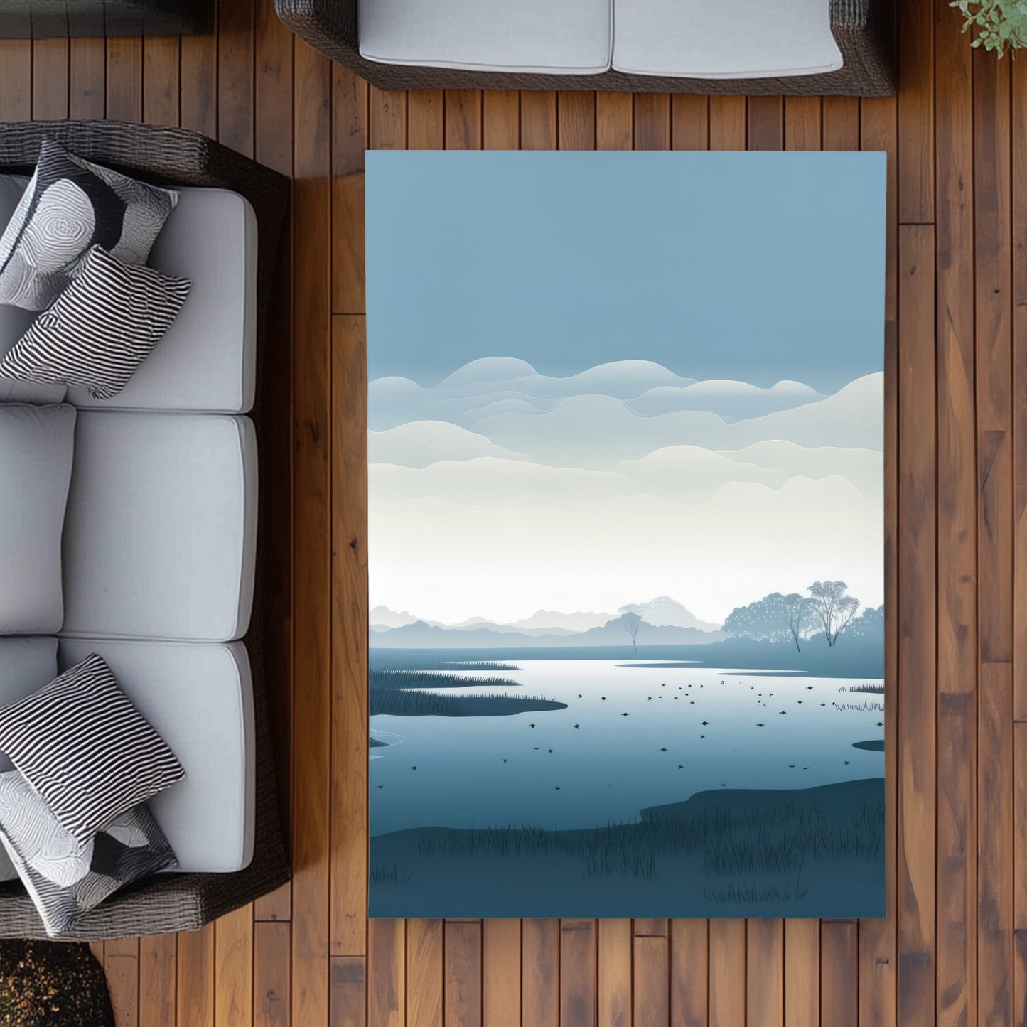 Minimalist Swamp - White Outdoor Area Rug for Home Decor