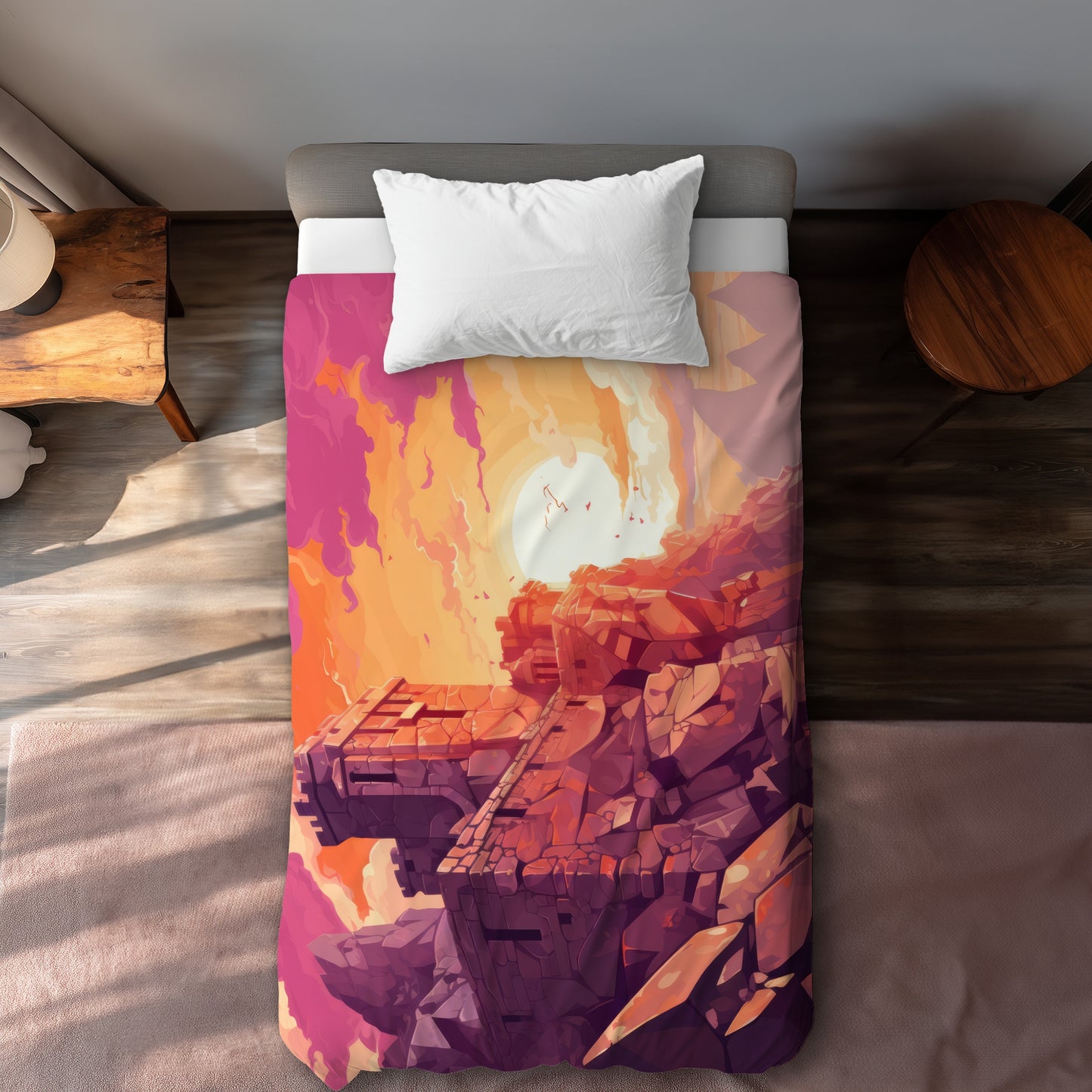 The Setting Rampart - Pink Duvet Cover for Home Decor
