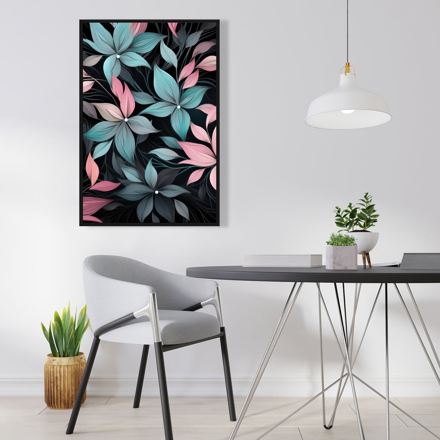 Desaturated flowers - 36"x36" Framed canvas
