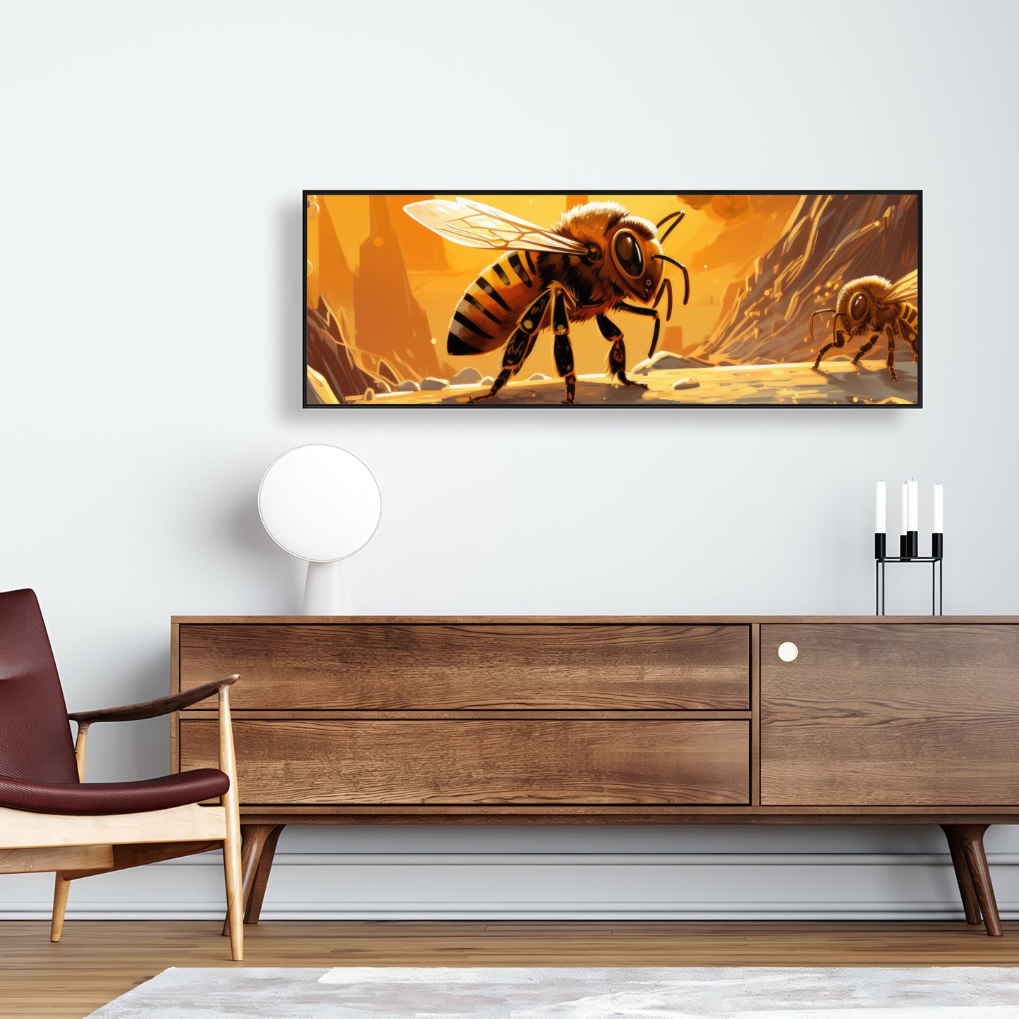 Bee world - Framed Canvas - Print on demand