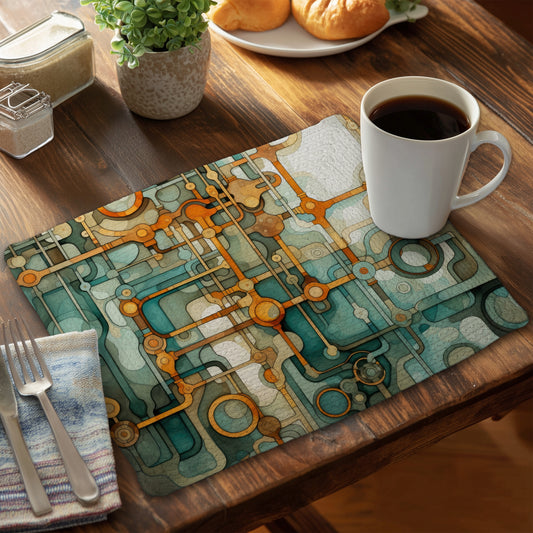 Turns and Bends - Orange Braided Polyester Placemat | Home Decor