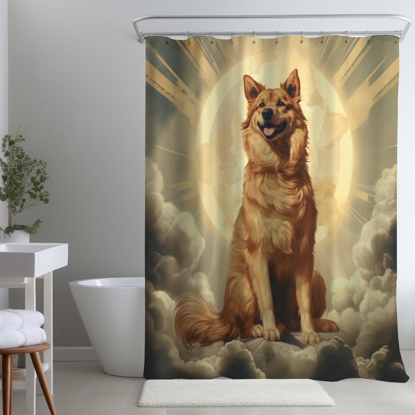 Man's Best Angel Brown Shower Curtain | Home Decor Essentials