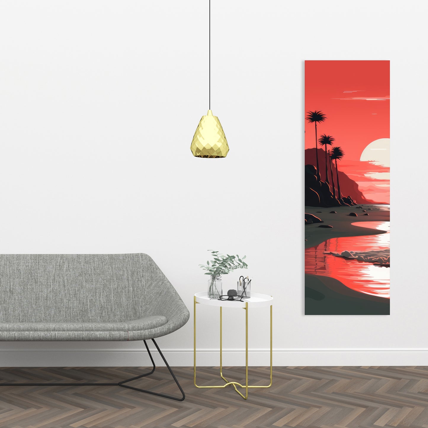 Blood Sun - Gray Canvas Art for Modern Home Decor