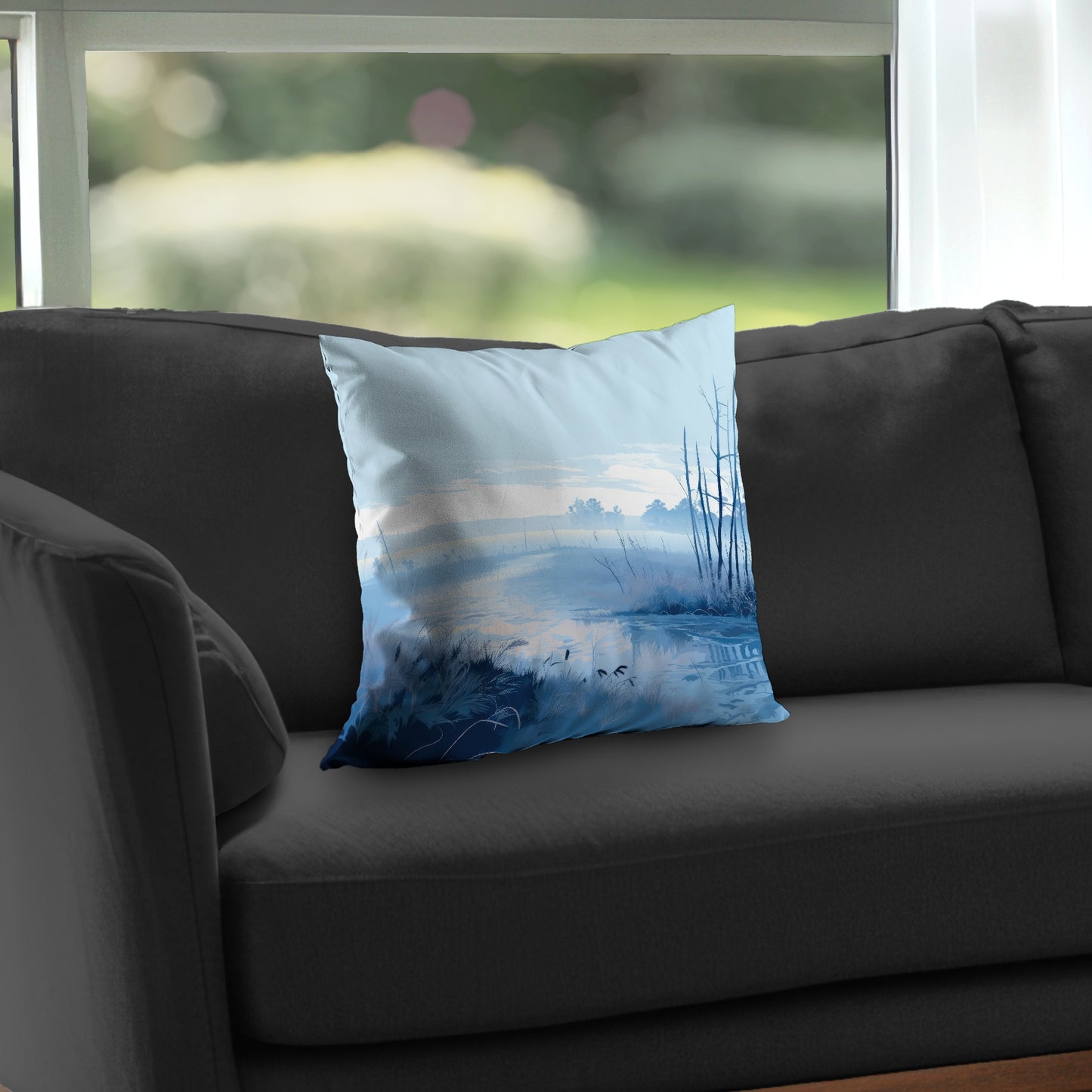 Cold Swamp Gray Poly Twill Throw Pillow Insert for Home Decor