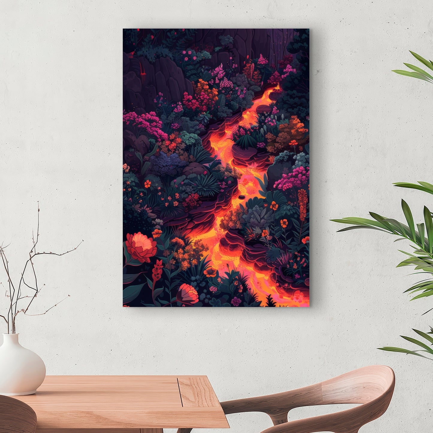 Flowing magma - Black canvas home decor art piece