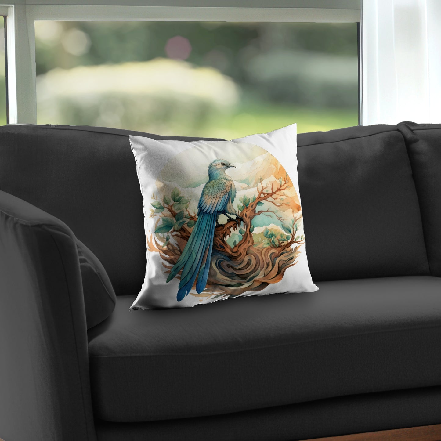 Perched Orange Poly Twill Throw Pillow Insert for Home Decor