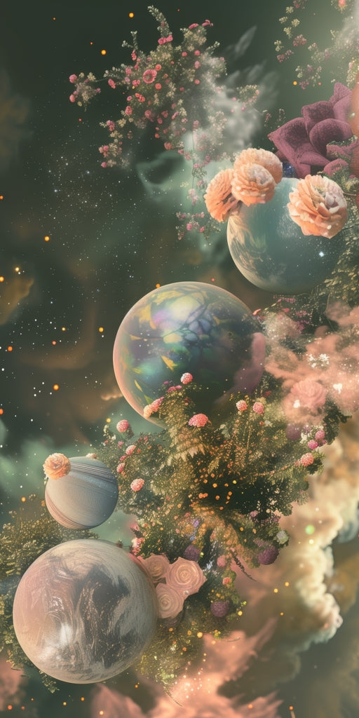 Bloom space - Framed Canvas - Print on demand