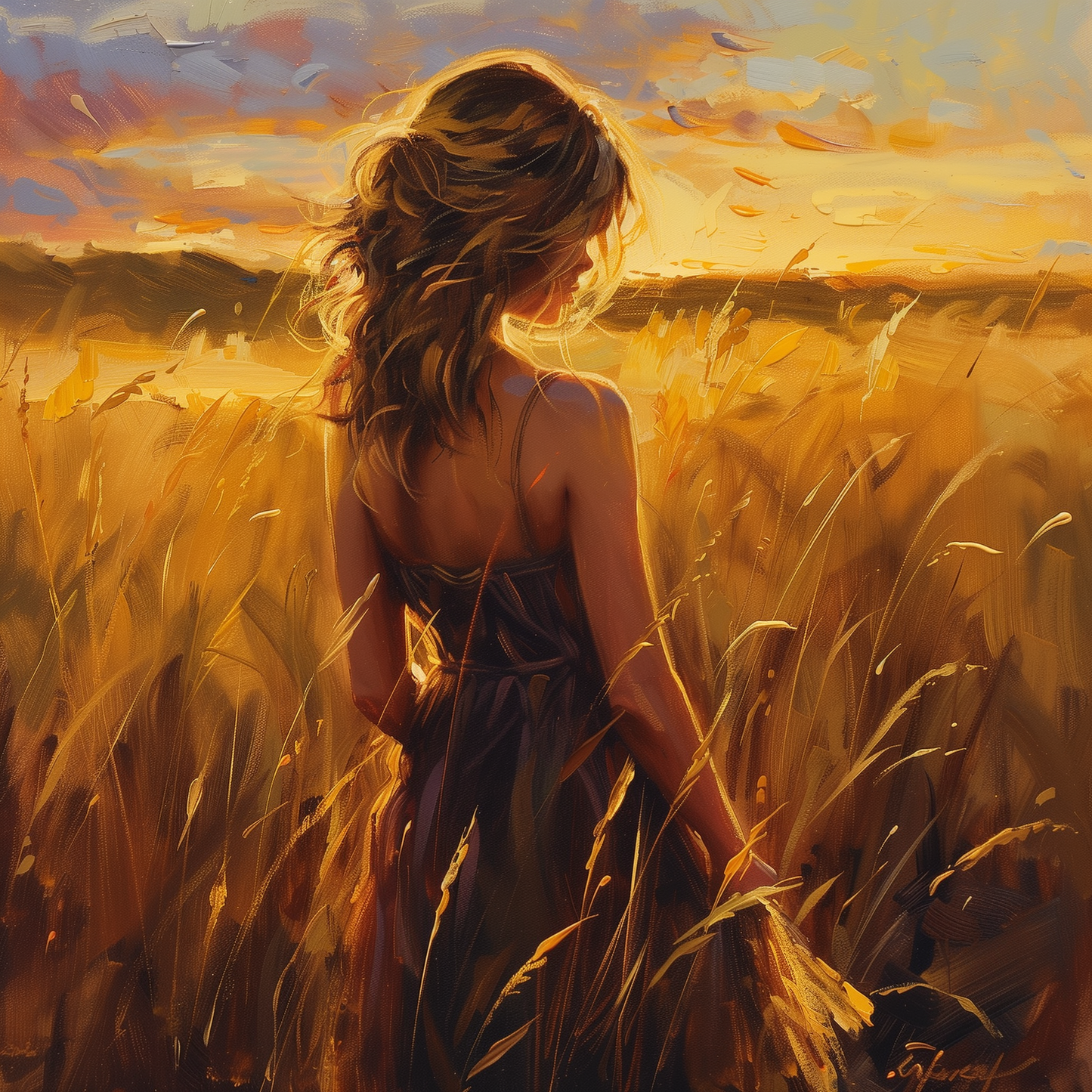 Warm field - 24"x24" Framed canvas