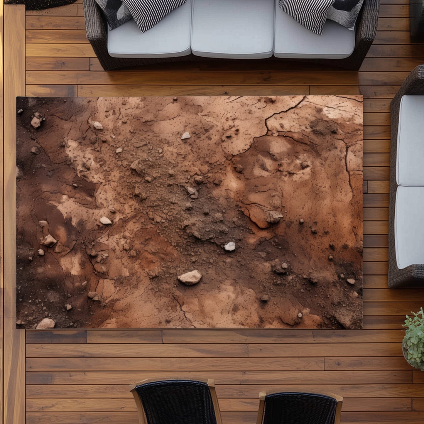 Mud and Stones Brown Outdoor Area Rug for Home Decor