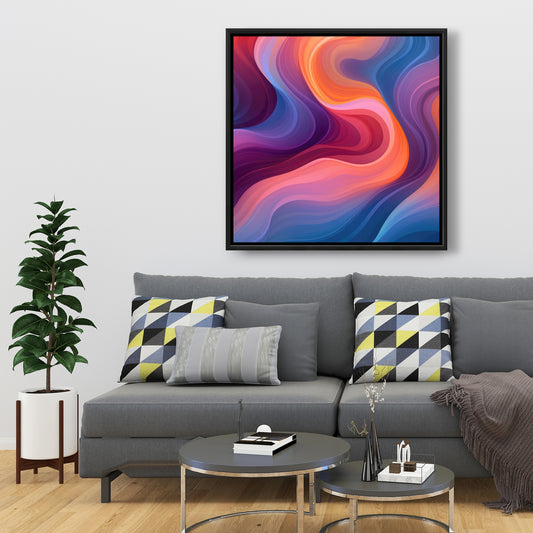 Purple Haze - Blue Framed Canvas Art for Home Decor