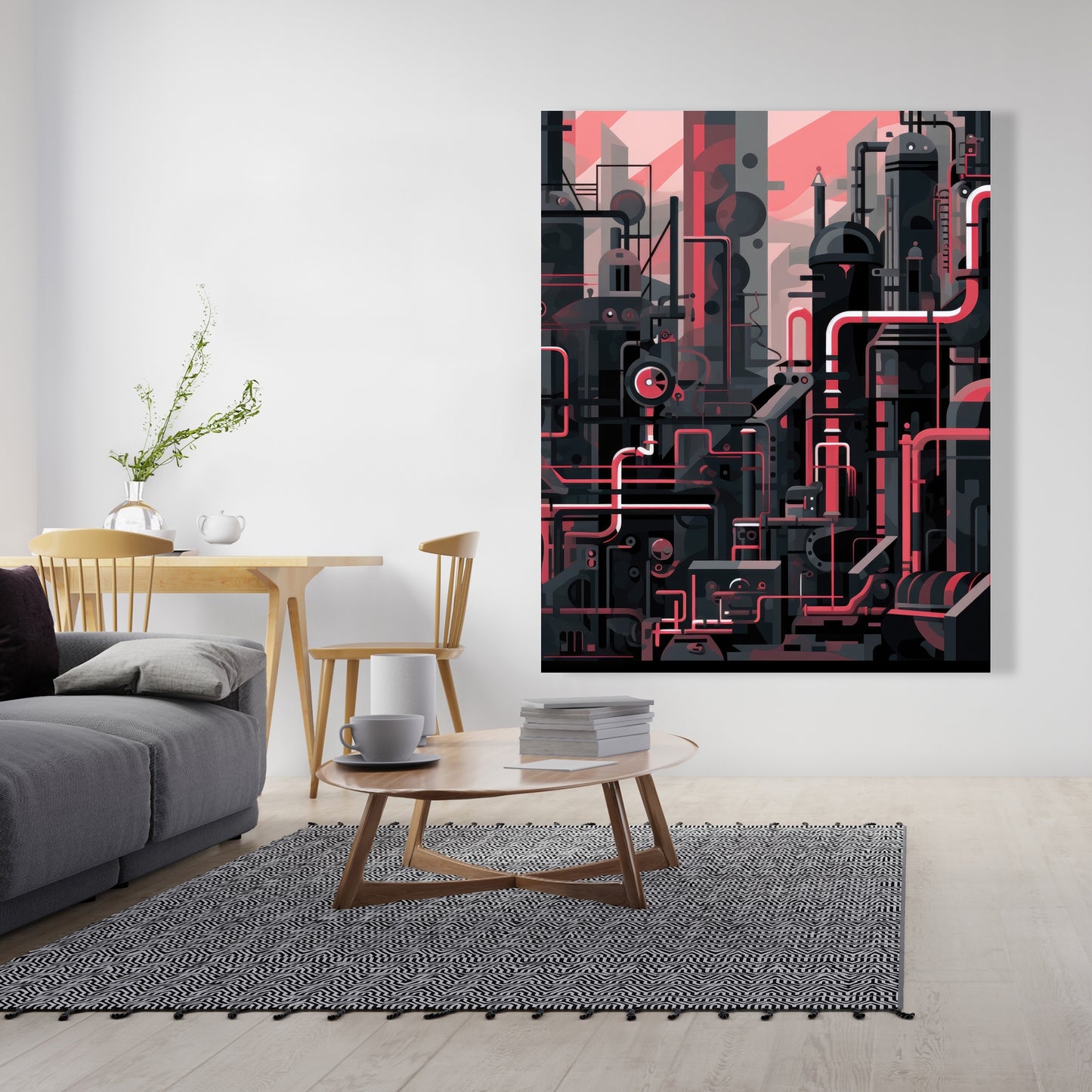 Industrial Empire - Red Canvas Art for Home Decor