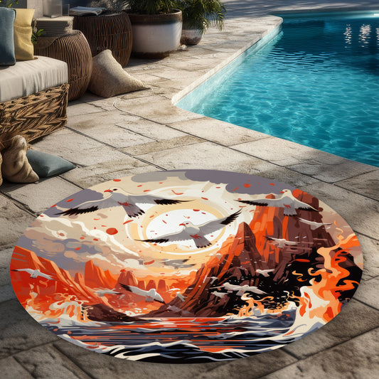 The Escape | White 5' Round Outdoor Area Rug for Home Decor