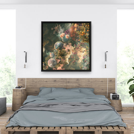 Bloom space Beige Framed Canvas - Elegant Home Decor Art