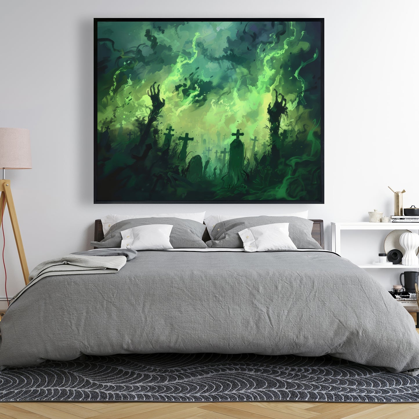 Reaching Hell - Turquoise Framed Canvas | Home Decor Art