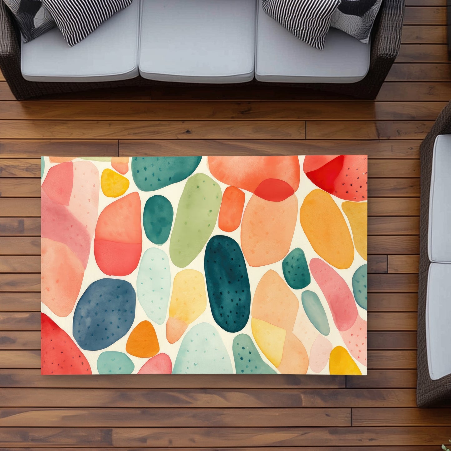Seedy shapes Turquoise Outdoor Area Rug for Home Decor