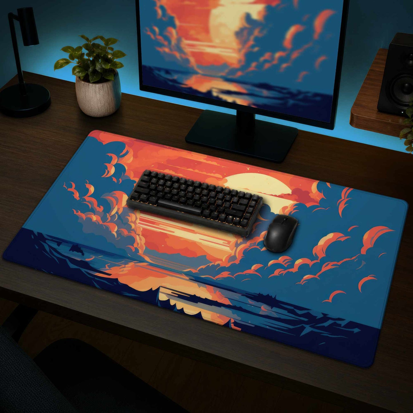 Tapis de jeu orange et bleu - Surface de jeu élégante pour la décoration intérieure