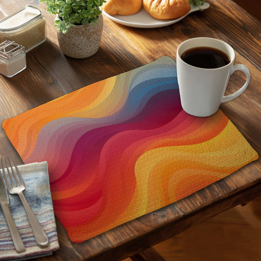 Cloudy Sky Blue Braided Polyester Placemat | Home Decor