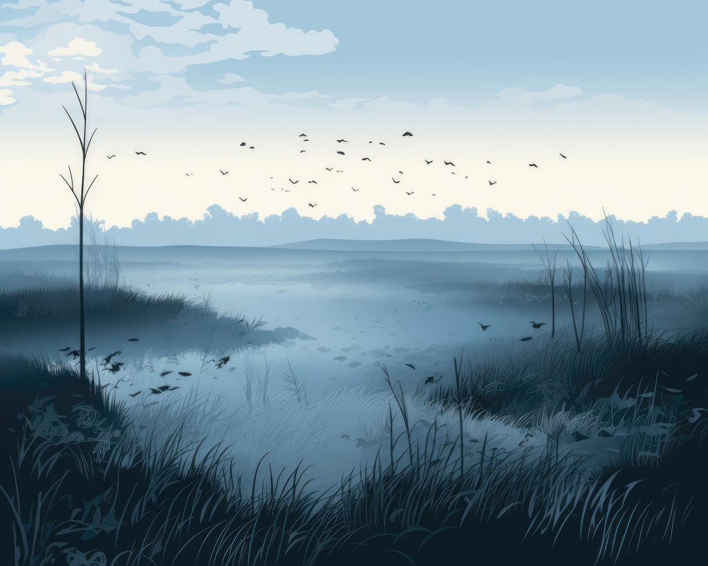 Evening Marsh - Black Polyester Placemat for Home Decor
