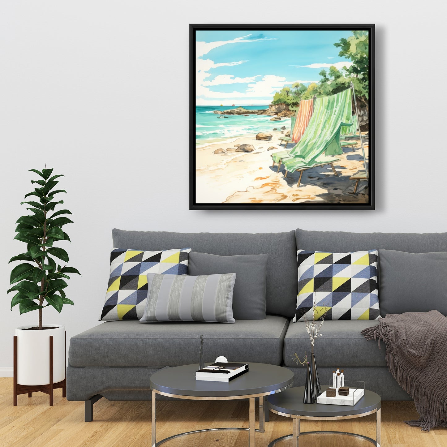 Beach calm - Framed Canvas - Print on demand