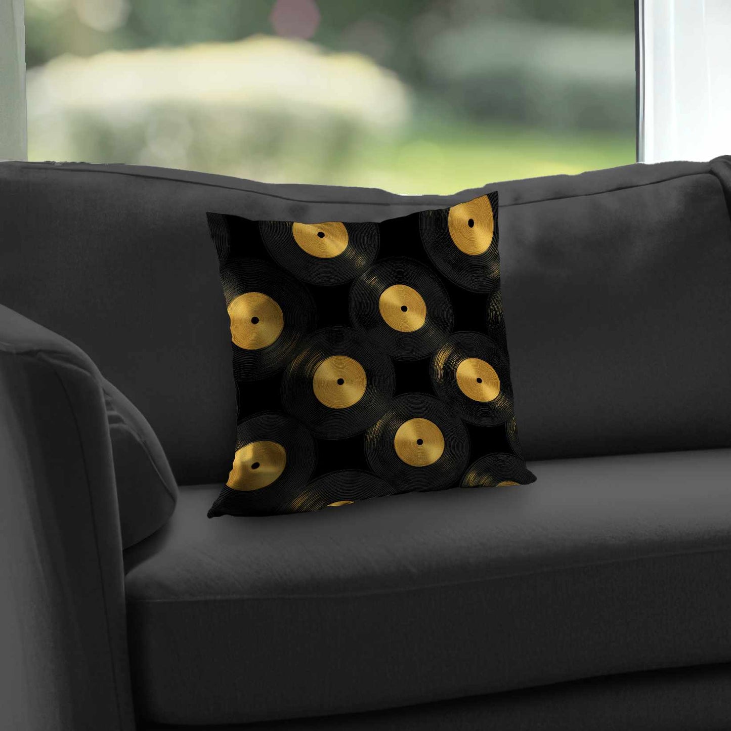 Golden Groove Circles Poly Twill Throw Pillow | Home Decor