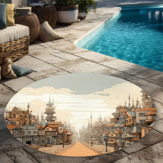 Doing well Gray Round Outdoor Area Rug for Home Decor