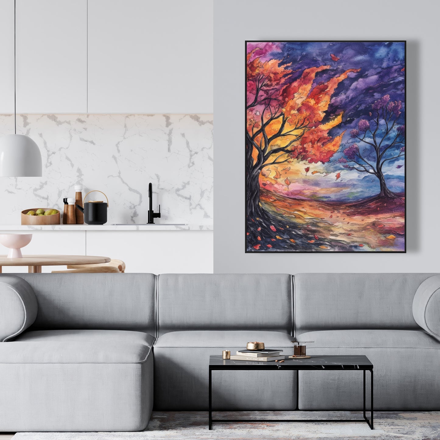 Before the storm - Yellow Framed Canvas for Home Decor