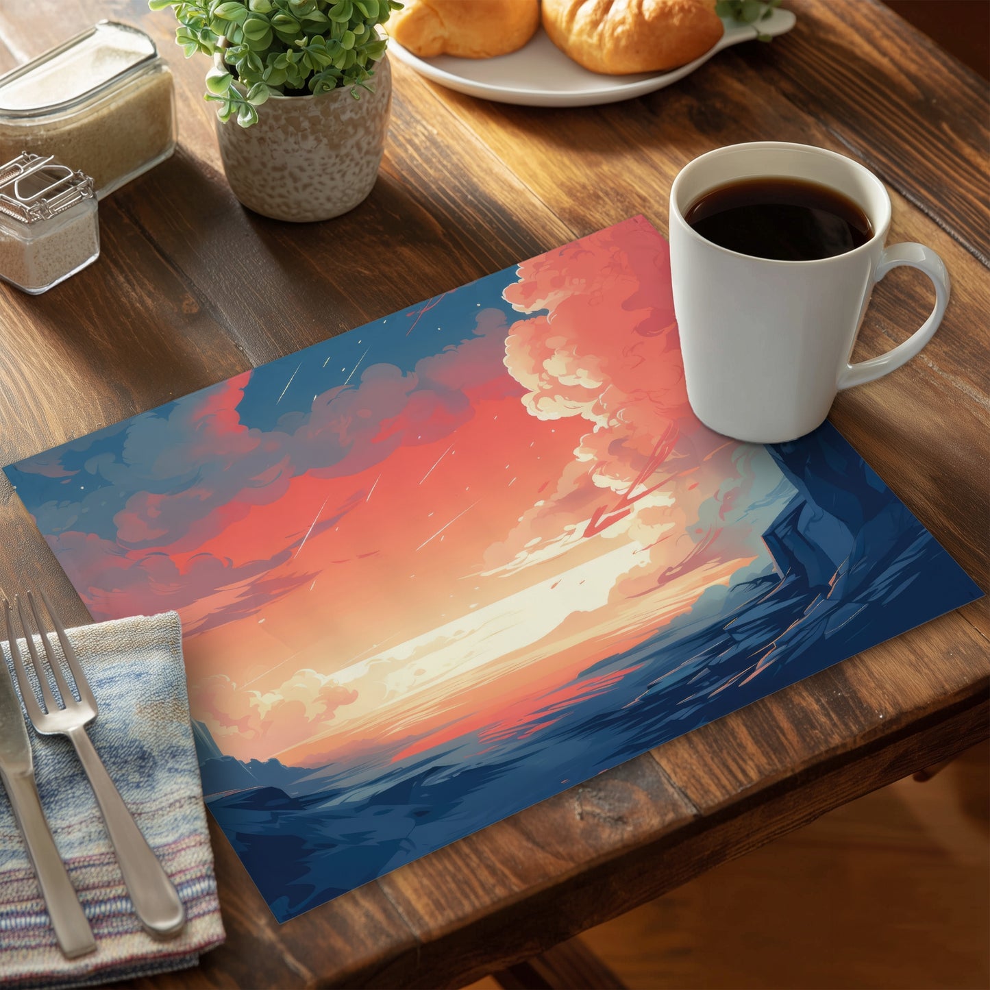 Inspiration Blue Polyester Placemat for Stylish Home Decor