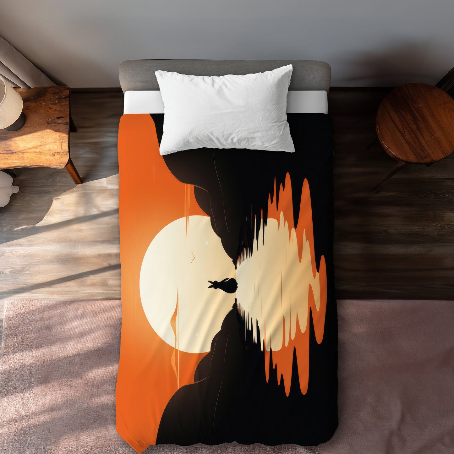 Running Away Black Duvet Cover for Elegant Home Decor