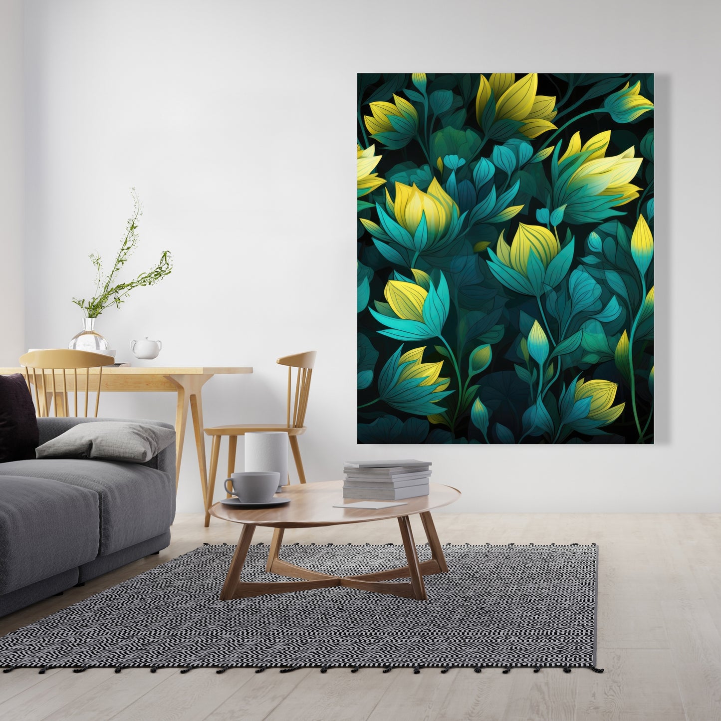 Intense Bloom - Green Canvas Art for Home Decor | Vibrant Style