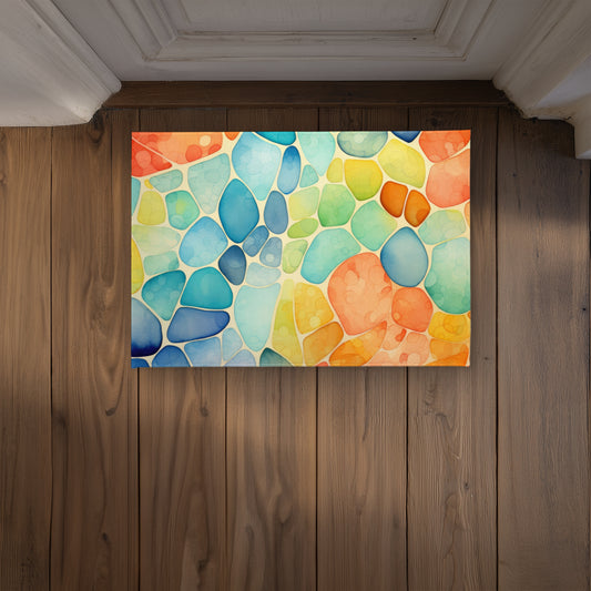 Blobs Orange Indoor Outdoor Door Mat - Stylish Home Decor