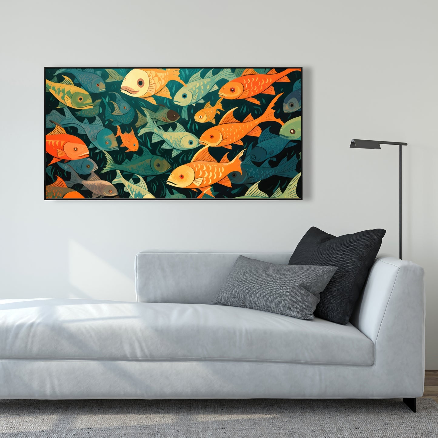 Simple fishes - 36"x36" Framed canvas
