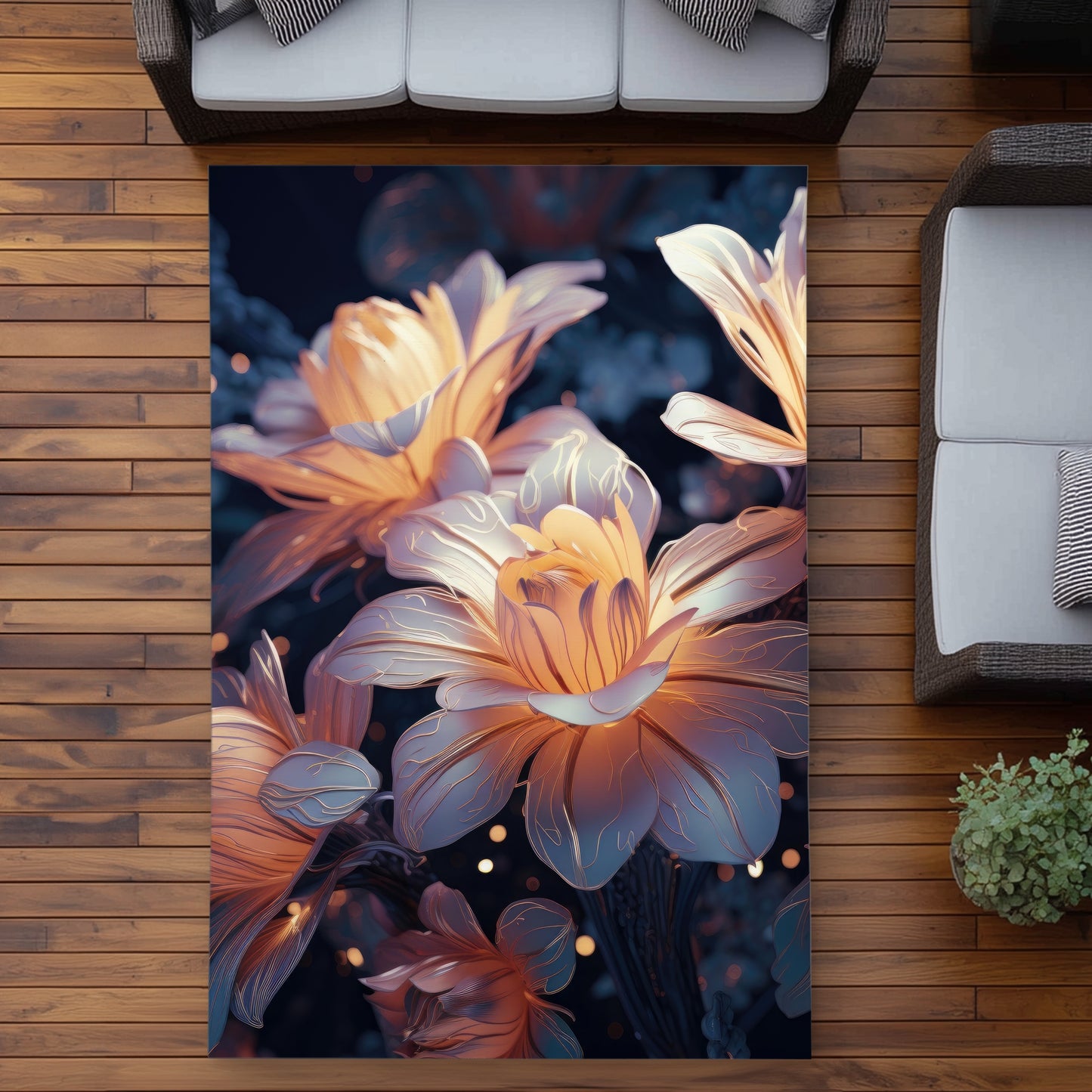 Pixie flowers Black Outdoor Area Rug for Home Decor - Durable