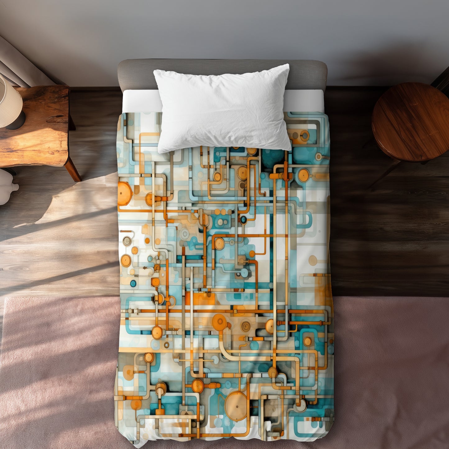 Like clockwork White Duvet Cover - Elegant Home Decor