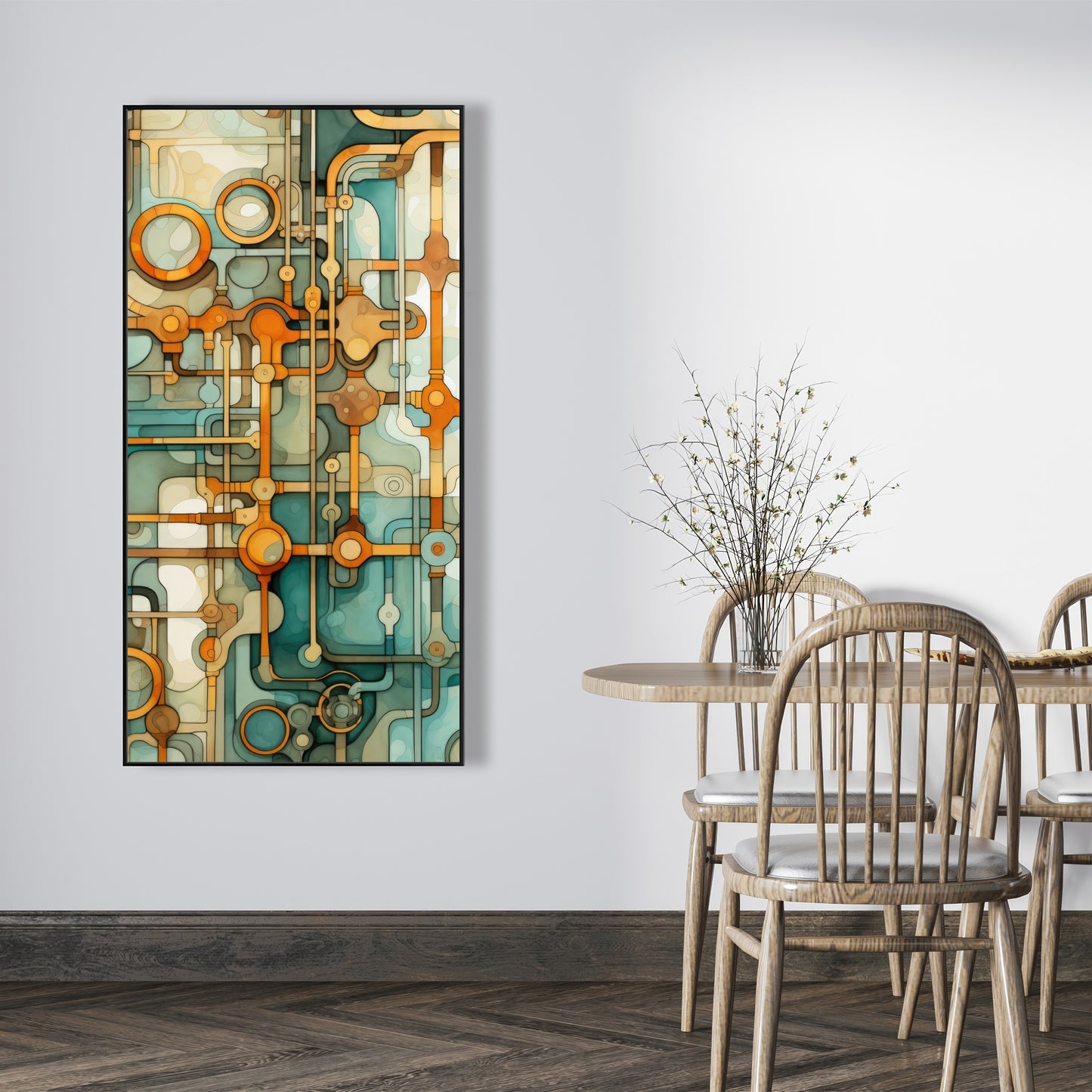 Turns and bends - Framed Canvas - Print on demand