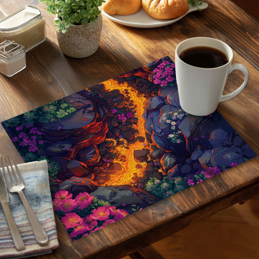 Hot River Black Polyester Placemat for Stylish Home Decor