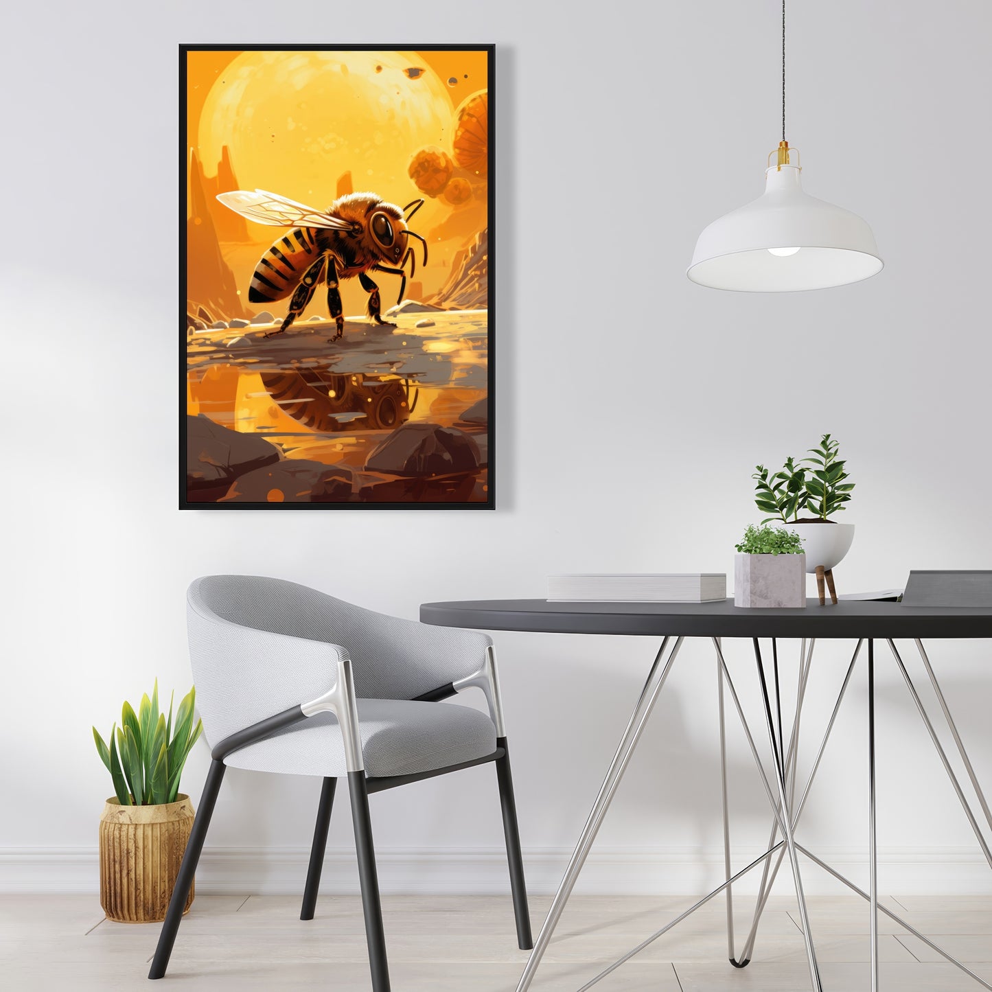 Bee world - 36"x36" Framed canvas