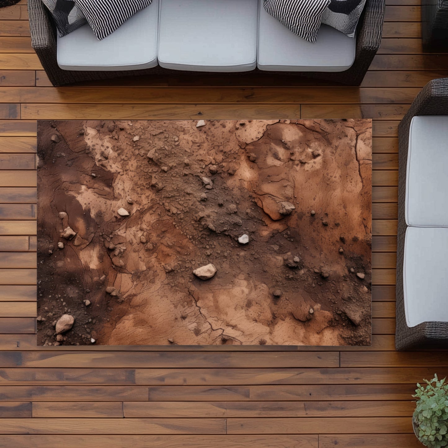 Mud and Stones Brown Outdoor Area Rug for Home Decor