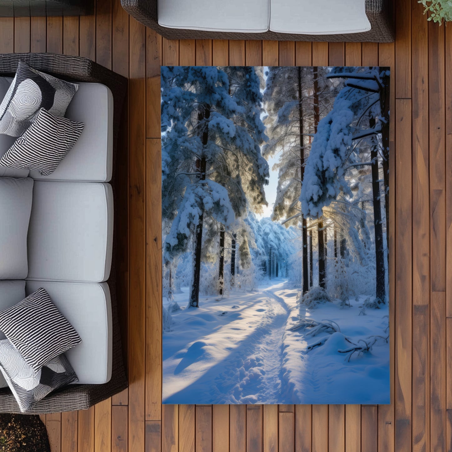 Snowy Path Brown Outdoor Area Rug | Home Decor Essentials