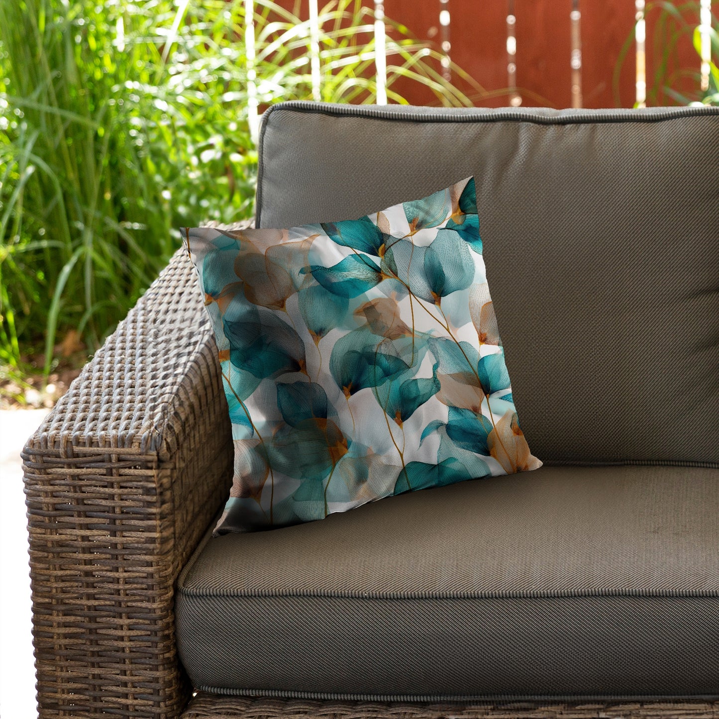 Teal and brown - Throw Pillow