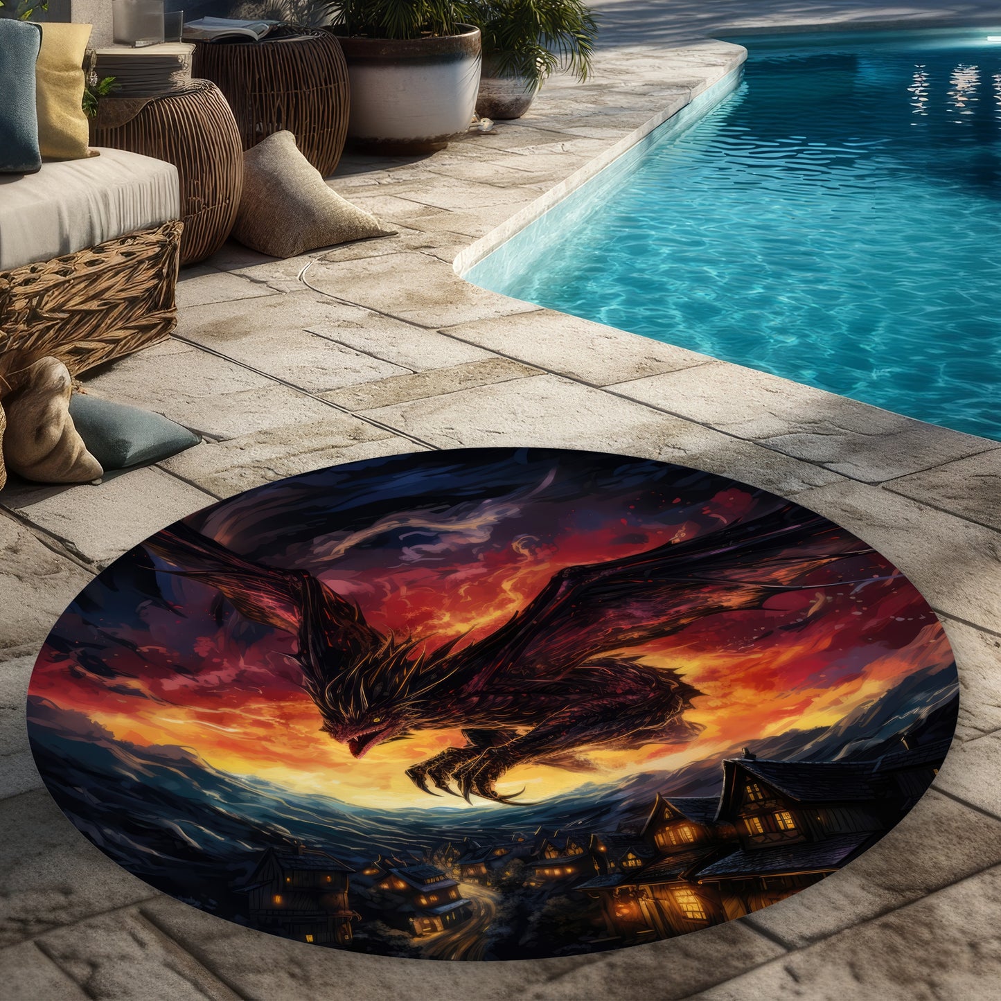 Back for Revenge - Orange 5' Round Outdoor Area Rug | Home Decor