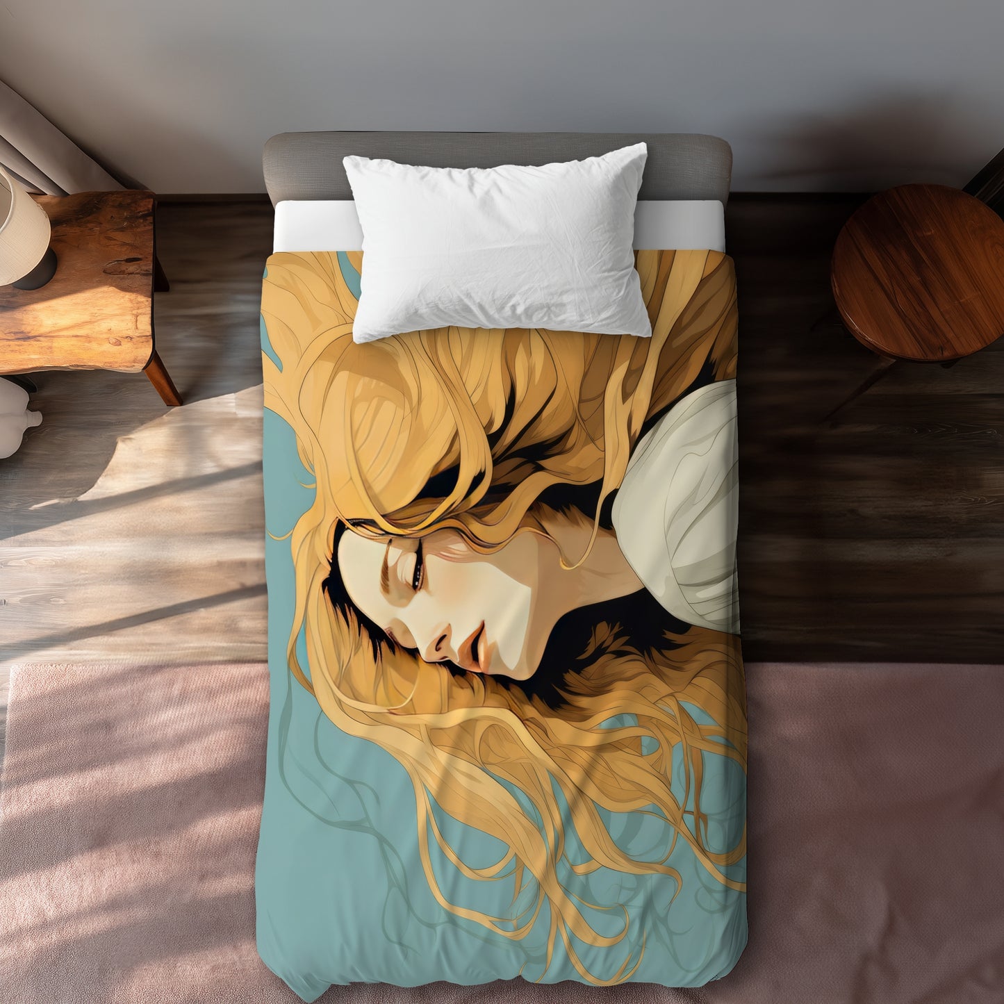 Flowing Hair Turquoise Duvet Cover | Home Decor Essentials