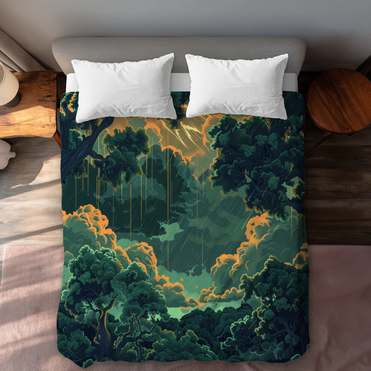 Drops Green Duvet Cover - Eco-Friendly Home Decor Solution
