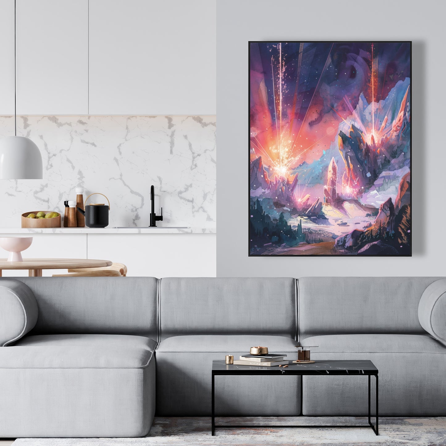 Beaming signal - Framed Canvas - Print on demand