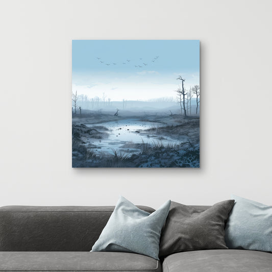 Swampy lands - Blue Canvas Wall Art for Home Decor