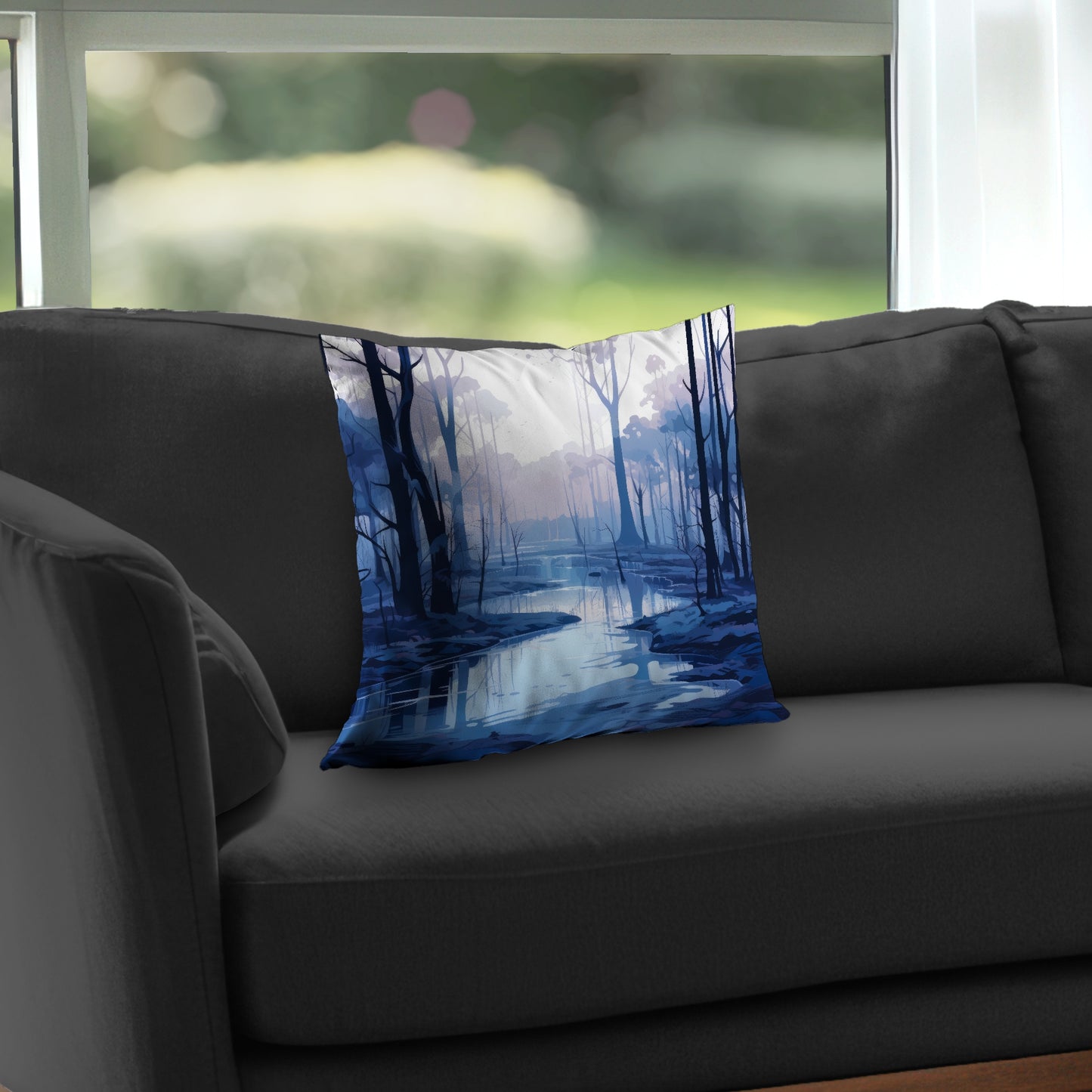Cold and Muddy Blue Poly Twill Throw Pillow Insert | Home Decor