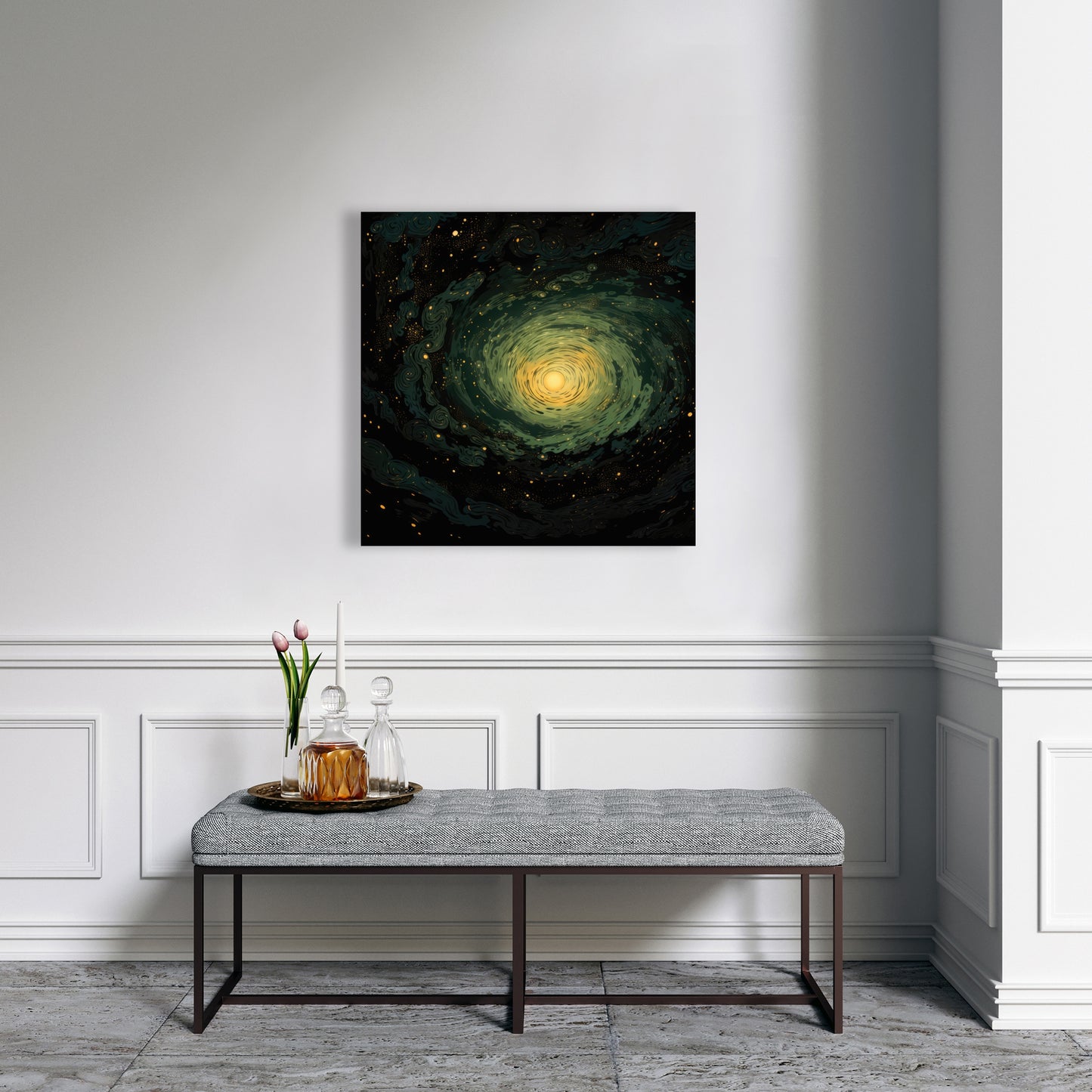 Swirling Gases - Black Canvas Art for Elegant Home Decor